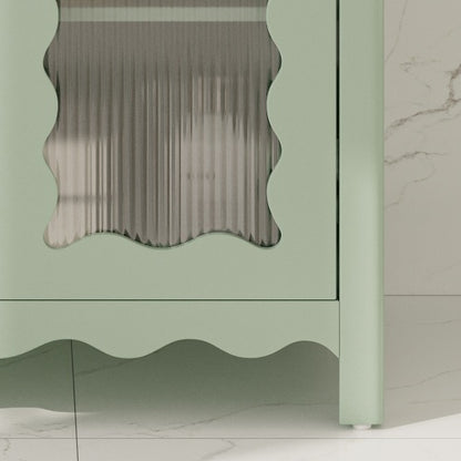 31" Bathroom Vanity with Tempered Glass, Modern Bathroom Cabinet with Rubber Wood legs and Soft close Doors, Green