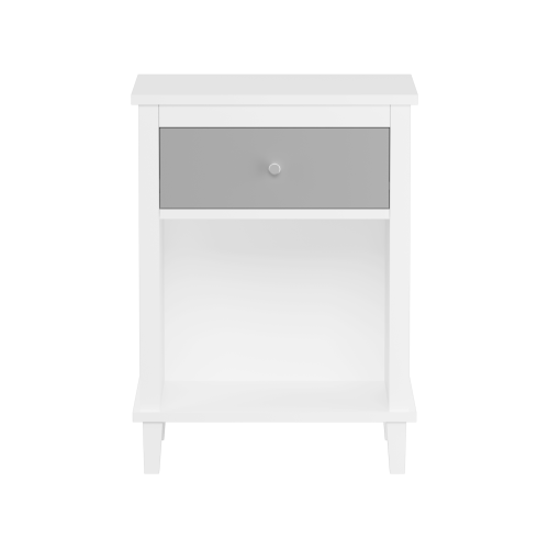 26.77''H Wooden Nightstand with One Drawer One Shelf for Kids, Adults,Gray+Silver handle
