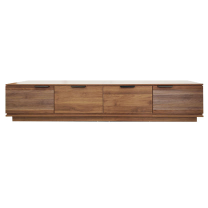 78.7 inch Walnut Mixed Slat Flat Panel Legless TV Stand Full Closed Media Console Fits Up To 85 inch TV
