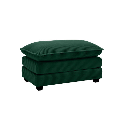 Green Corduroy Ottoman Footstool, Matching Accessory for 2/3/4 Seater Sofas, Retro Upholstered Footrest