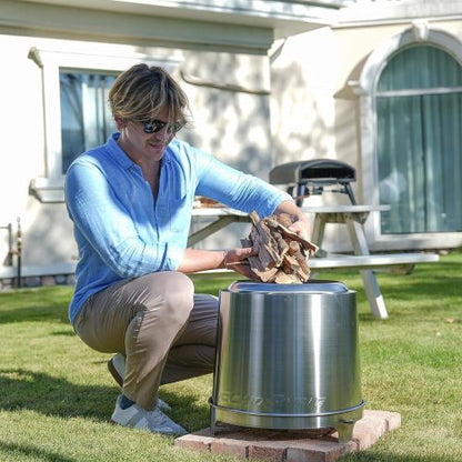 18" Smokeless Firepit for Outdoor, Stainless Steel Wood Burning Fire Pit with Adjustable Airflow