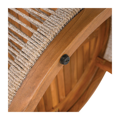 27.95" Acacia Wood Outdoor Coffee Table - Handwoven Rope Accent Boho Patio Table with All-Weather Durability