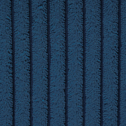 Blue Upholstered Square Ottoman with Corduroy Fabric Design