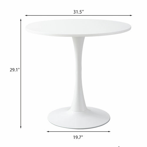 31.5inch White Round Modern Dining Table for Kitchen Apartment Living Room