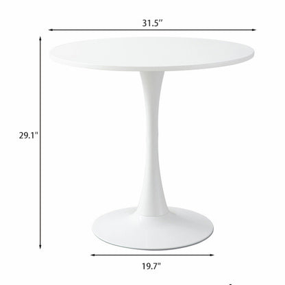 31.5inch White Round Modern Dining Table for Kitchen Apartment Living Room