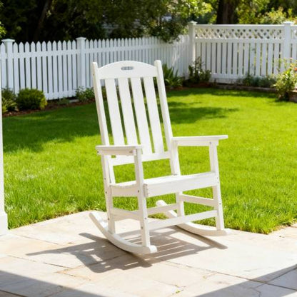 Rocking chair white color, suitable for all seasons: Outdoor lounge chair, made of sturdy HIPS material