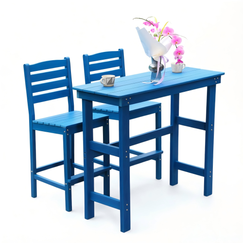Outdoor Bar Table and Chairs Set,  Bar Chairs Set.Outdoor Furniture for Outside, Navy blue.Waterproof, anti-corrosive.All Weather, for Lawn, for Garden, for Backyard, for Poolside