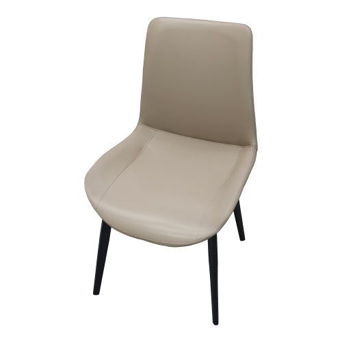 Set of 2 Light Grey Suede-Style PU Dining Chairs, Reinforced Metal Leg Modern Upholstered Side Chairs