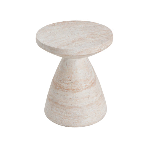 Outdoor/Indoor Lightweight Concrete Side Table,Travertine Finish