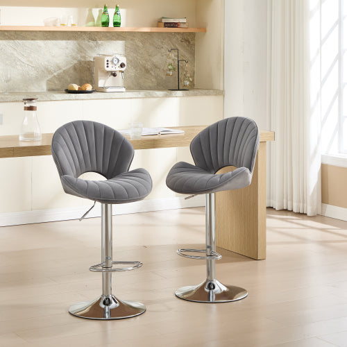 Bar Stools Set of 2 - Adjustable Barstools with Back and Footrest, Counter Height Bar Chairs for Kitchen, Pub -Grey
