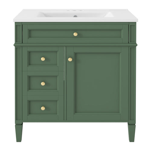 30'' Bathroom Vanity with Top Sink, Modern Bathroom Storage Cabinet with 2 Drawers and a Tip-out Drawer, Single Sink Bathroom Vanity