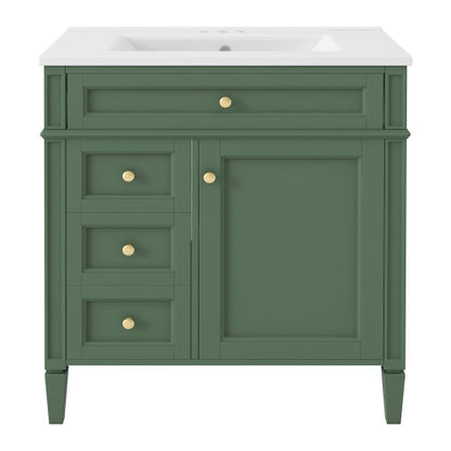 30'' Bathroom Vanity with Top Sink, Modern Bathroom Storage Cabinet with 2 Drawers and a Tip-out Drawer, Single Sink Bathroom Vanity