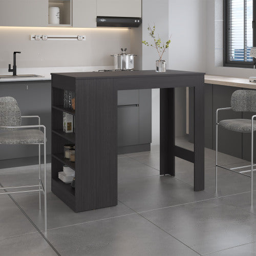Counter Table with 4 Storage Shelves, Compact Home Bar, Dinning Room or Kitchen Furniture, With Space-Saving Modern Design