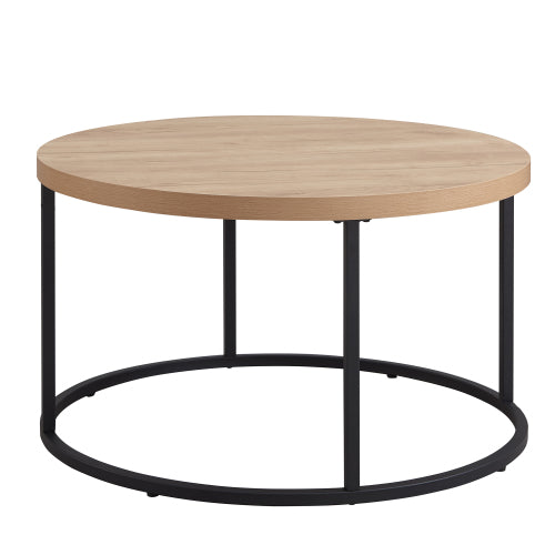 31.5inch  Round Coffee Table, Natural Oak Finish