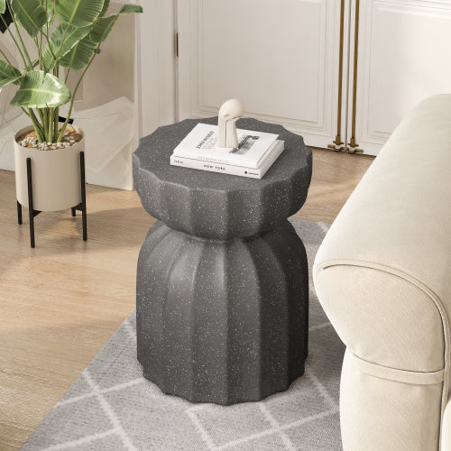 13" Modern Outdoor and Indoor Waterproof Coffee Table and Side Table Set, Durable MgO Cement Design, Suitable For Patio, Garden, Backyard and Living Room, Grey, 2PC