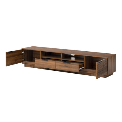 78.7 inch Walnut Wave Fluted TV Stand Legless Media Console Fits Up To 85 Inch TV