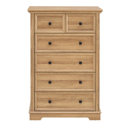 6 Drawer Dresser,6 Drawers cabinet Tall Chest of Drawers Closet Organizers Storage Clothes, cabinet of 6 drawers Living Room, OAK, 31.50''L*15.75W''*47.64''H