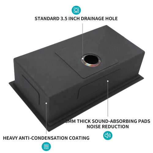 Gunmetal Black Workstation Kitchen Sink - 30"x 18"x 10" Single Bowl Workstation Undermount Kitchen Sink 16 Gauge Stainless Steel