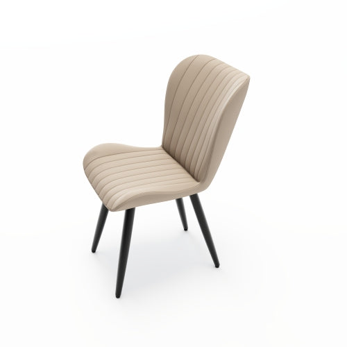Set of 2 Industrial Style PU Leather Dining Chairs, Armless Side Chairs with Sturdy Metal Frame