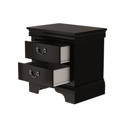 Classic 2-Drawer Solid Wood Nightstand, 22inchL, Antique Metal Pulls