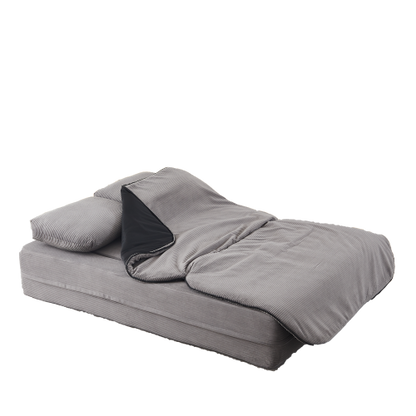 75 inch  Corduroy Convertible Floor Sofa Bed with Built-in Blanket & 4 Pillows
