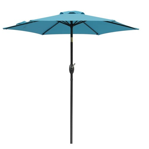 7.5 Feet Blue Market Umbrella with Crank Lift & Tilt. UV-Resistant Canopy for Pool, Backyard & Patio (Without base)