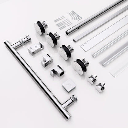 44"-48"W*76" H Frameless Single Sliding Shower Door – 5/16" (8mm) Clear Tempered Glass, Bypass Design with Chrome Finish