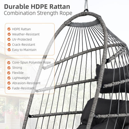 Outdoor garden rattan egg swing chair hanging chair PE hanging chair gray