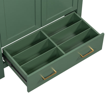 30 Inch Green Bathroom Vanity with Single Sink, Combination Under Counter Sink, Bathroom Storage Cabinet with 2 Doors and a Drawer, Soft Closure, Multifunctional Storage(WF324043)