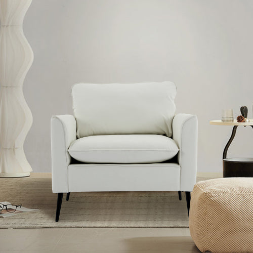 2-PCS Cream-White Cat-Paw Faux-Leather Nordic Retro Light-Luxury Single Sofa Chair