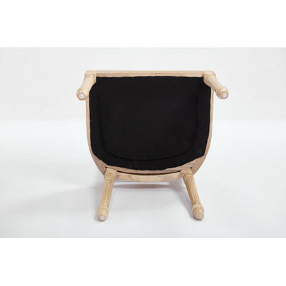 Set of 2 Beige French Country Dining Chairs, Solid Wood Chairs with Carving & Brushed Finish