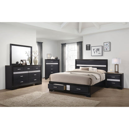 Black 2 Drawer Nightstand with Hidden Jewelry Tray, Modern Bedside Table with Crystal Handle, Storage Cabinet