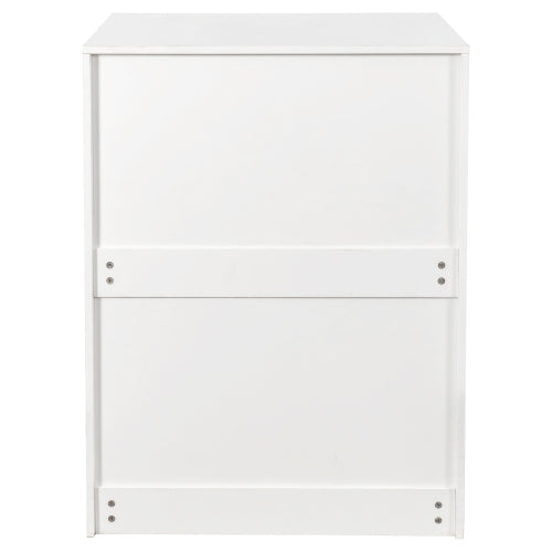 3-Tier Freestanding Pull-Out Door Mobile Bookcase Multi-Grid Storage Cabinet with Universal Wheels