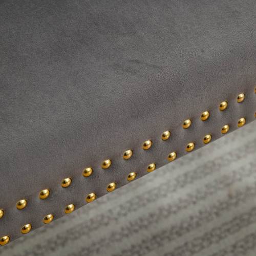 Velvet Double Dining Loveseat Bench, Kitchen & Dining Seating, 2-Seat Tufted Bench w/Handmade Buttons, Wing Back, Gold-Plated Steel Legs, Mid Century Modern,Single Pack,Gray,