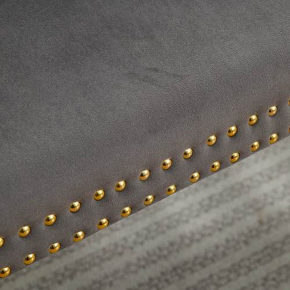 Velvet Double Dining Loveseat Bench, Kitchen & Dining Seating, 2-Seat Tufted Bench w/Handmade Buttons, Wing Back, Gold-Plated Steel Legs, Mid Century Modern,Single Pack,Gray,
