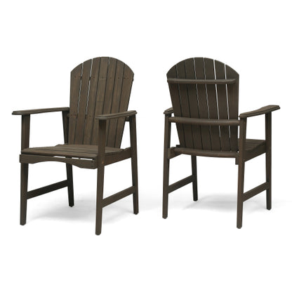 Outdoor Weather Resistant Acacia Wood Dining Chairs (Set of 2), Grey Finish