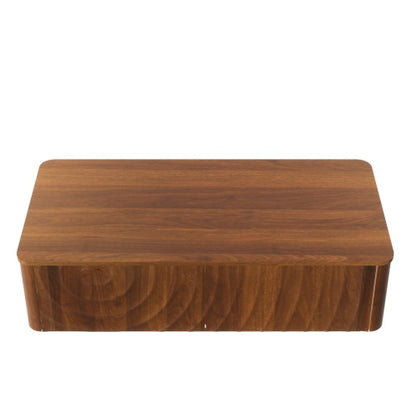 47 Inch Wave Texture Coffee Table with 2 Drawers Hidden Base Walnut Brown