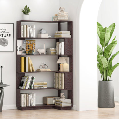 90cm Freestanding Corner Bookshelf with Anti-Tip Design