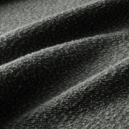 Dark Grey Boucle Fabric Ottoman, Wooden Frame Padded Footrest with Coil Spring & Foam Cushion