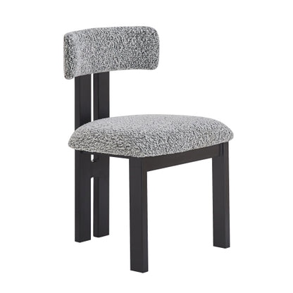 Armless Upholstered Dining Chairs with Black Metal Legs, Set of 2, Black/White