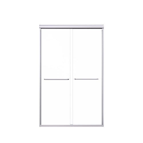 44"-48"W*72" H Semi-Frameless Double Sliding Shower Door, Bypass Shower Door, 1/4" (6mm) Thick SGCC Tempered Glass Door, Chrome