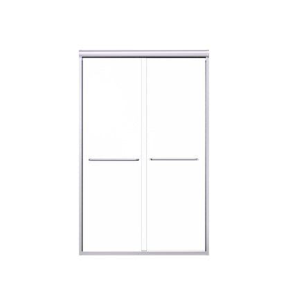 44"-48"W*72" H Semi-Frameless Double Sliding Shower Door, Bypass Shower Door, 1/4" (6mm) Thick SGCC Tempered Glass Door, Chrome