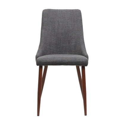 Set of 2 Light Gray Polyester Armless Mid-Century Dining Chairs, Wood Frame Iron Tapered Legs
