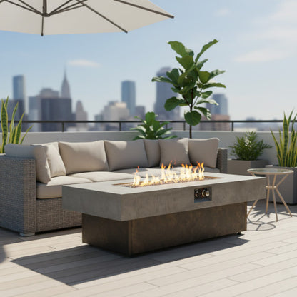 Tabletop Propane Fire Pits, 56 x 23 in, 50,000 BTU outdoor firepit table, Suitable for Outdoor, Patio, Balcony, three height options