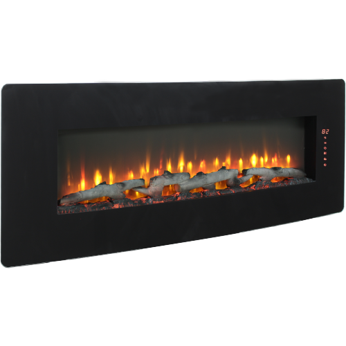 48 inch Curved Front Wall Mounted Electric Fireplace with remote and multi color flame & emberbed