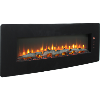 48 inch Curved Front Wall Mounted Electric Fireplace with remote and multi color flame & emberbed