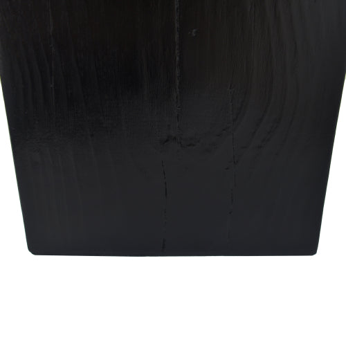 Wood-Look Square-Column MGO End Table, H18",Wood-Like Distressed Finish, Mix with Different Heights, Indoor Outdoor Use,Black Color