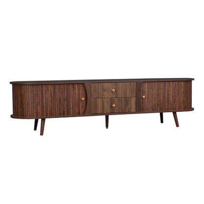 70.87 Inch Mid-Century Modern TV Stand with Tambour Doors & Fluted Drawers for 80 Inch TV