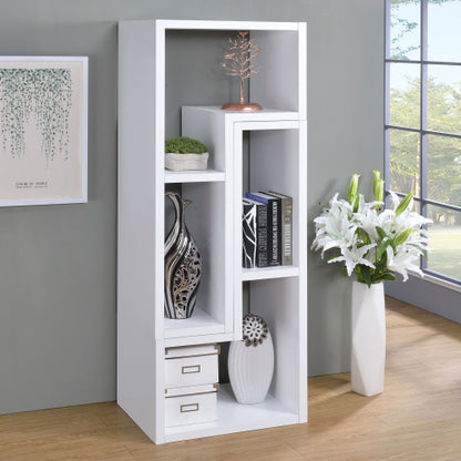 White Multi-purpose Convertible Bookcase L-Shaped Combined Storage TV Cabinet