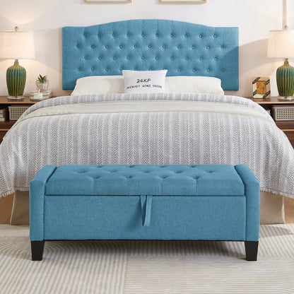 Ottoman with Storage, Storage Ottoman Bench with Safety Hinge 350 lb Weight, Upholstered Entryway Bench with Seating for Bedroom, Living Room - Light Blue